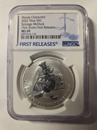 2022 Niue Scrooge McDuck MS69 NGC 75th Anniversary 1st Release ~