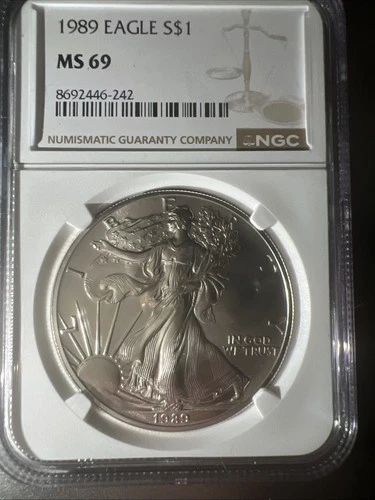 1989 American Eagle Silver Dollar 1oz NGC MS69