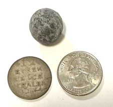 1764 Silver Colonial Coin & Musket Ball dug Next to the Saratoga Battlefield NY