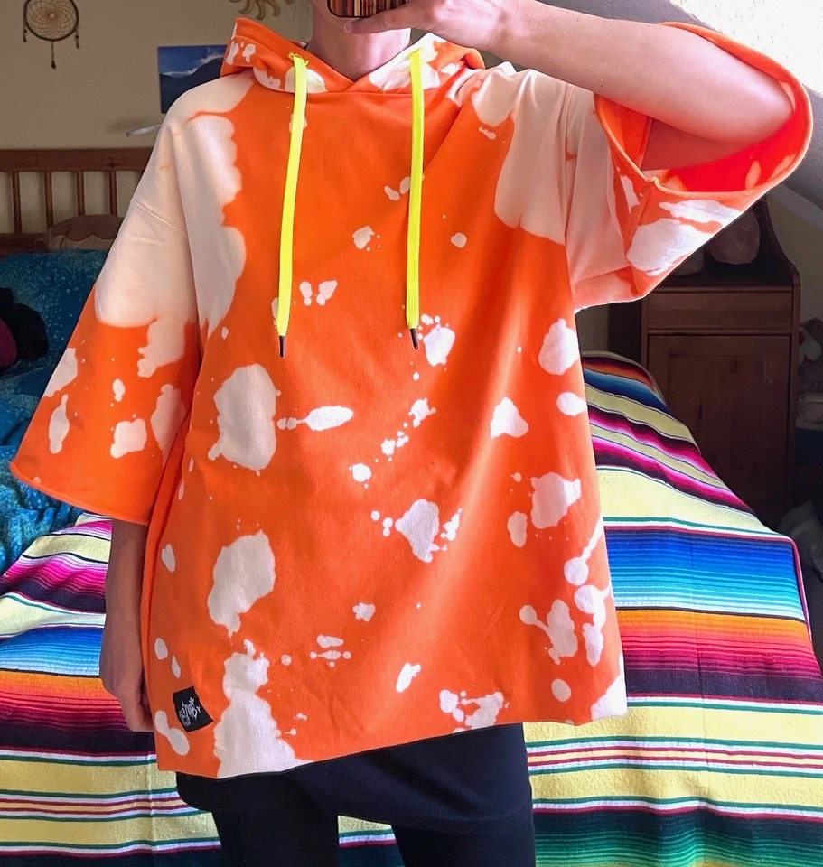 Hoodie Surf Sweater Kleid Bleached Oversized Long Sweatshirt 80er 90s Grunge Y2K - Bild 1 von 4