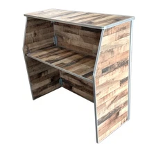 Portable Serving Table 4ft Wide Driftwood Folding Bar Outdoor Party Event