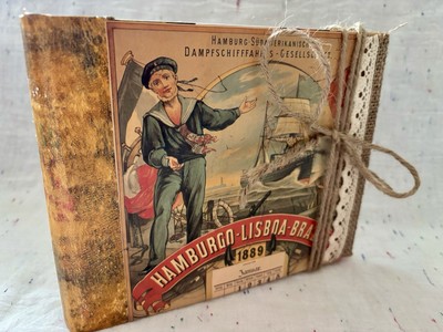 Handgefertigtes Maritimes Junk Journal Hardcover 72 Seiten Album Unikat