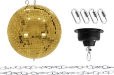 Eurolite Spiegelkugel 30 cm Gold Set Spiegelkugelmotor Knotenkette Zubehör Party