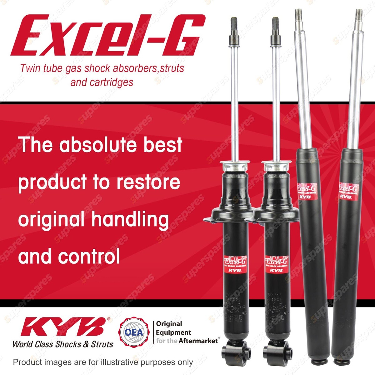 Front + Rear KYB EXCEL-G Shock Absorbers for TOYOTA Chaser GX81