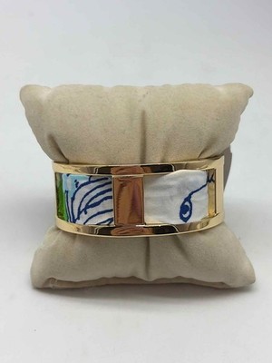 Lilly Pulitzer Armband gold und weiß bedruckt Stoff