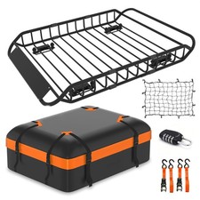 Universal Roof Rack Cargo Basket for Trucks SUVs Cars w/ Net, Bag, Straps  Lock