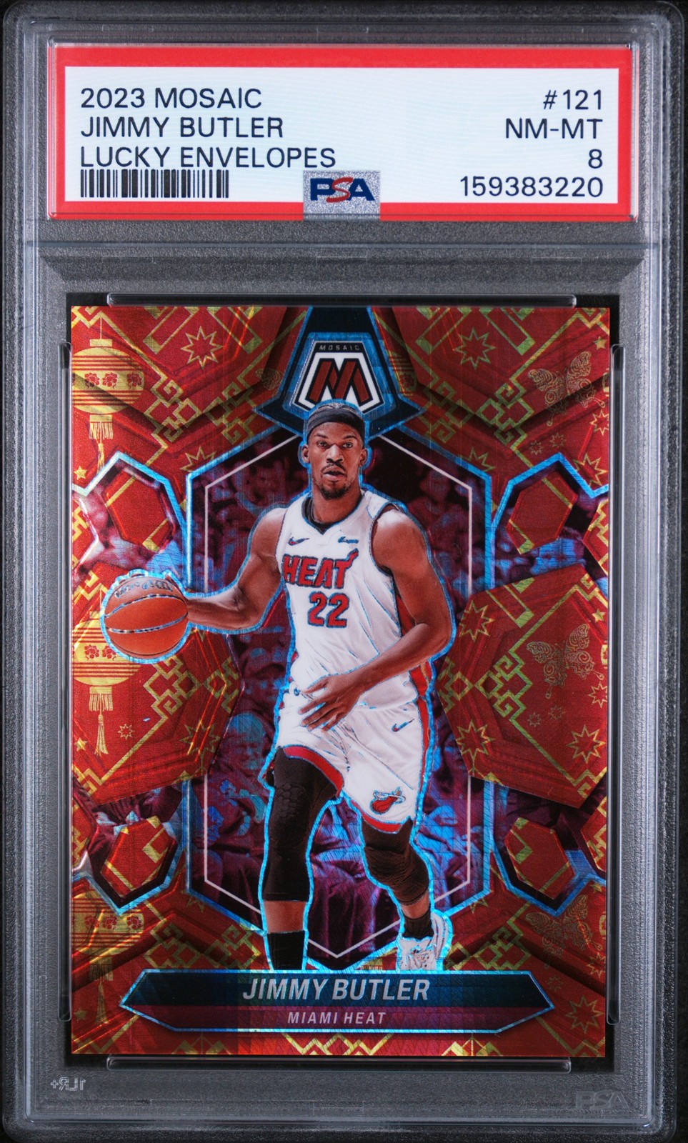 2023 PANINI MOSAIC LUCKY ENVELOPES #121 JIMMY BUTLER 6/8 PSA 8 view 1