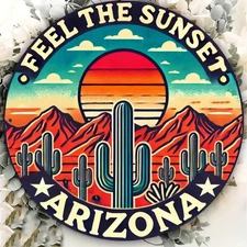 Arizona Desert Sunset Cactus Landscape Southwest Aluminum Art