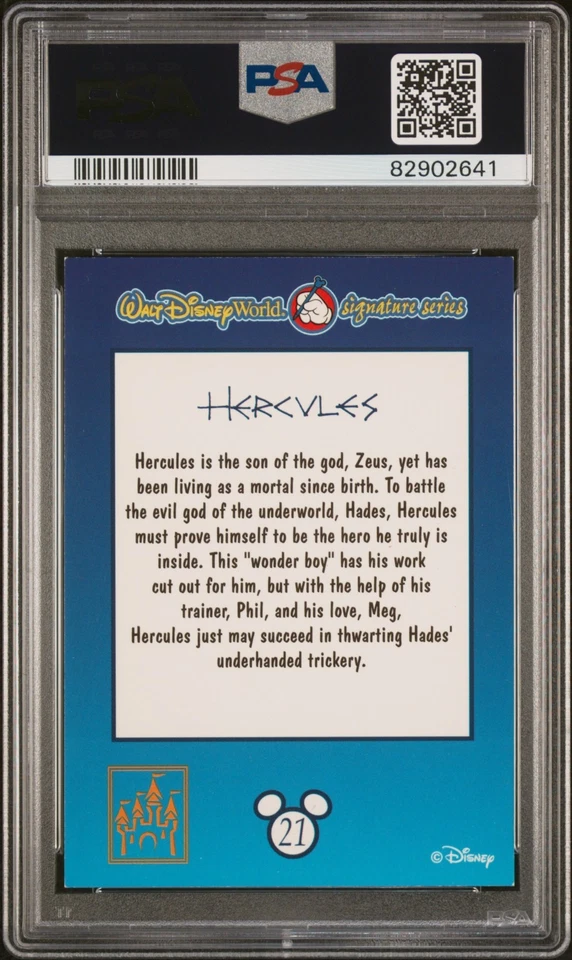 2001 DISNEY WORLD SIGNATURE SERIES CARD 21 HERCULES SIGNED TATE DONOVAN PSA/DNA - Image 2 of 2