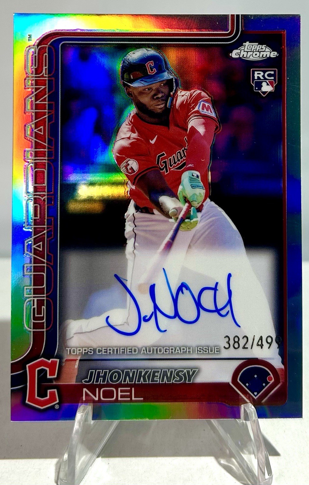 2025 Topps Chrome Jhonkensy Noel RC Auto Rookie Refractor /499 Guardians #RA-JN