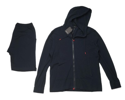 Kiton Napoli $3,980 NWT Navy Blue 100% Cotton Tracksuit Loungewear Gym Short L
