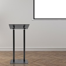Conference Pulpit Acrylic Black Podium Church Lectern Pulpit Office Metal Base