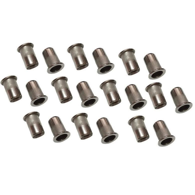 Inserts filetés inox A2 tête plate de 3 à 8 mm écrous à sertir pour tôle fine
