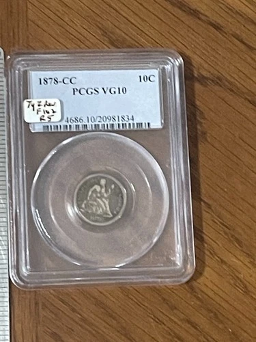 1878-CC Seated liberty Silver Dime 10C - PCGS VG10 - Carson City