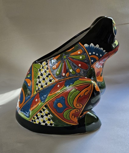 Talavera Frog Planter Large Mexican Pottery Folk Art Animal Hand Painted - Picture 6 of 18