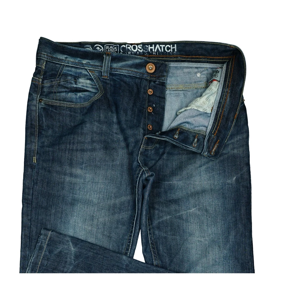 CROSSHATCH W36 L34 Jeans Azul Para Hombre Regular Fit Straight Leg Con Riegel 52 - Imagen 3 de 4