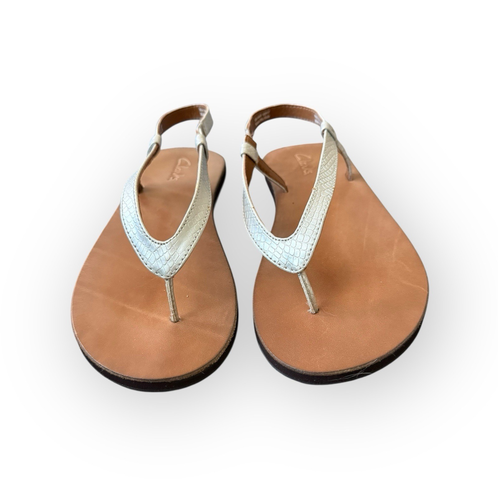 Clarks Sandals Silver Snake Pattern Womens US 7M … - image 2