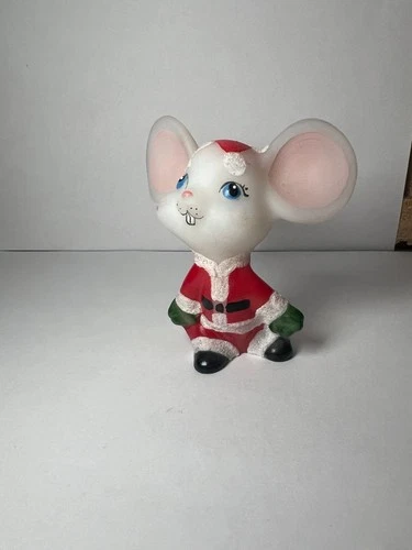 Fenton Christmas Santa  Mouse 3” Figurine M. j. Kunz Used NB
