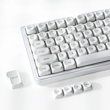 XVX White Round Keycaps MOA Profile Backlit Mechanical Keyboard Caps 104 Keys