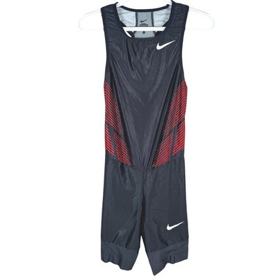 Nike Racing Pro Elite Speedsuit Mens M Black Red Skinsuit Bodysuit 416222-000