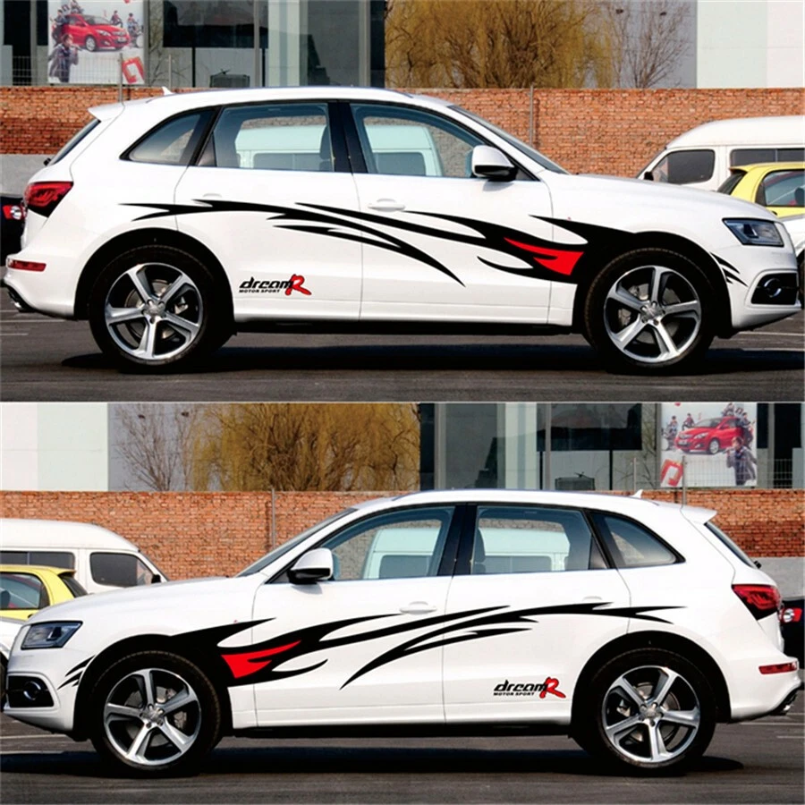 2 piezas calcomanías adhesivas de vinilo decoración diseño gráfico llama negro + rojo lado carrocería coche Foto 3 de 4