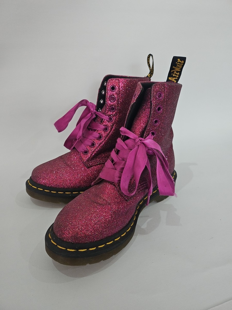 Dr Martens 1460 Pascal Purple Glitter Pink Ankle Sparkly Boots Uk