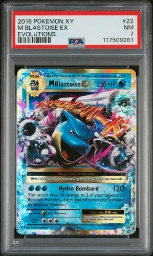2016 POKEMON XY EVOLUTIONS #22 M BLASTOISE EX PSA 7