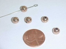 100 VINTAGE ROSE BRASS ROUND SMOOTH 6mm. BEADS L851