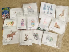 Lot of 12 Needlepoint Canvas Hand painted Collection of Designs Noahs Ark Series