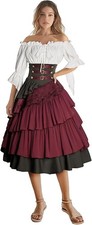 Women's XXL Pirate Halloween Costume Renaissance Layered Ruffle Viking Outfit