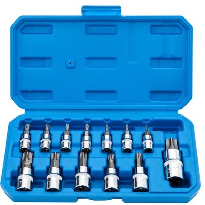 Torx Bit Socket Set 13pcs 3/8 Dr. T8 - T70 E Star Premium S2 Alloy Steel Cr - V