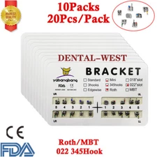 10X Brackets de Ortodoncia Dental Mini Estándar MBT Roth 0.022 Ganchos 3 4 5