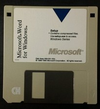 Microsoft Word for Windows 3.5" Disk Vintage 1990 Rare Setup