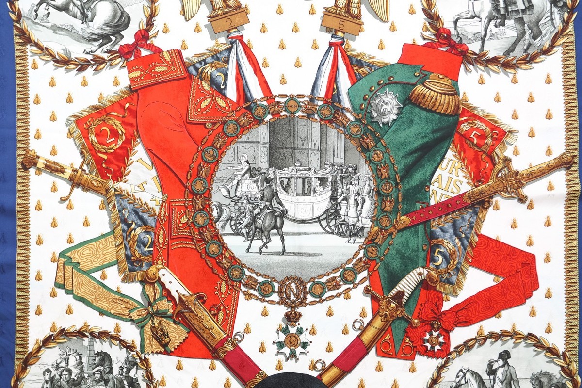 Foulard Carré Vintage En Soie 100% - Marque Napoleone Creation, Motif Géométrique Multicolore