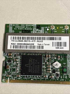 Dell J0846 Broadcom BCM94306MP 802.11b/g Mini PCI LAN Wireless Card @CPU85