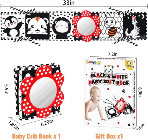 Black and White High Contrast Sensory Book Montessori Learning Toys 0-6 Months - Picture 7 of 10