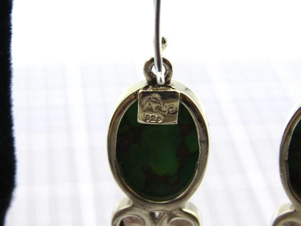 PENDIENTES COLGANTES 2" TURQUESA VERDE ESMERALDA Y CITRINO Plata de Ley 925 NUEVOS SIN ETIQUETAS EB6 Foto 4 de 4