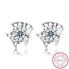 925 Sterling Silver Earrings Stud AAA Zirconia Push Back Clasp L741