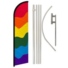 Rainbow Windless Banner Swooper Advertising Flag Pole Kit Rainbow Pride LGBT