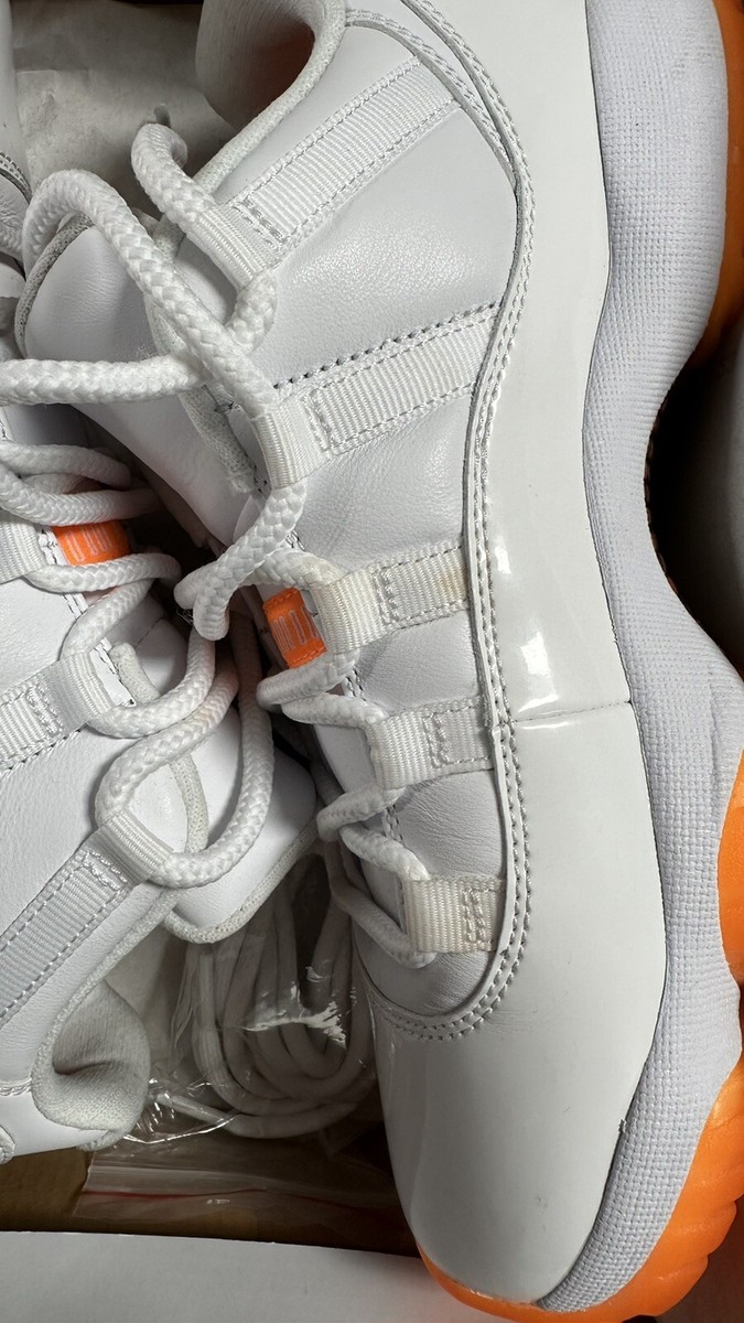 NIKE AIR JORDAN 11 RETRO LOW WHITE/BRIGHT CITRUS SIZE UK 6 | eBay UK