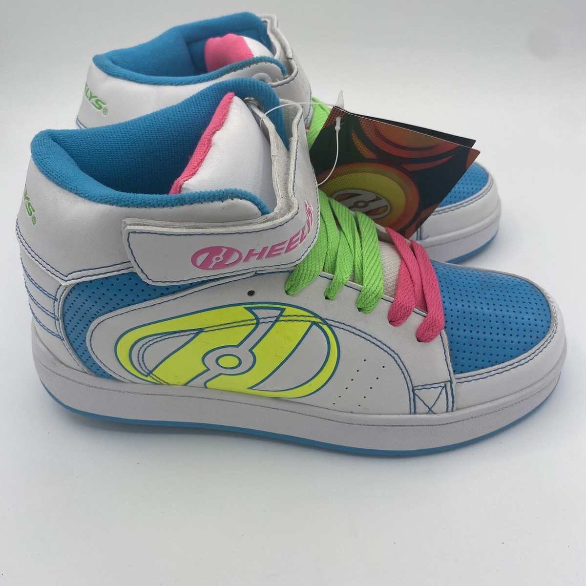 NEW Heelys Paver 1-Wheel Skate High Top Sneakers US 6/ EUR 38 White Neon  Multi