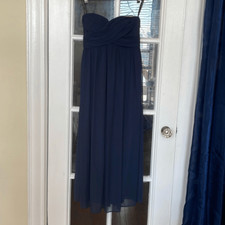 Bill levkoff strapless sweetheart dark navy blue gown prom dress maxi size 10