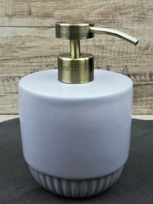 Seifenspender Becher grau aus Keramik/Metall/Bambus, Bad, Deko, Hygiene |  eBay.de