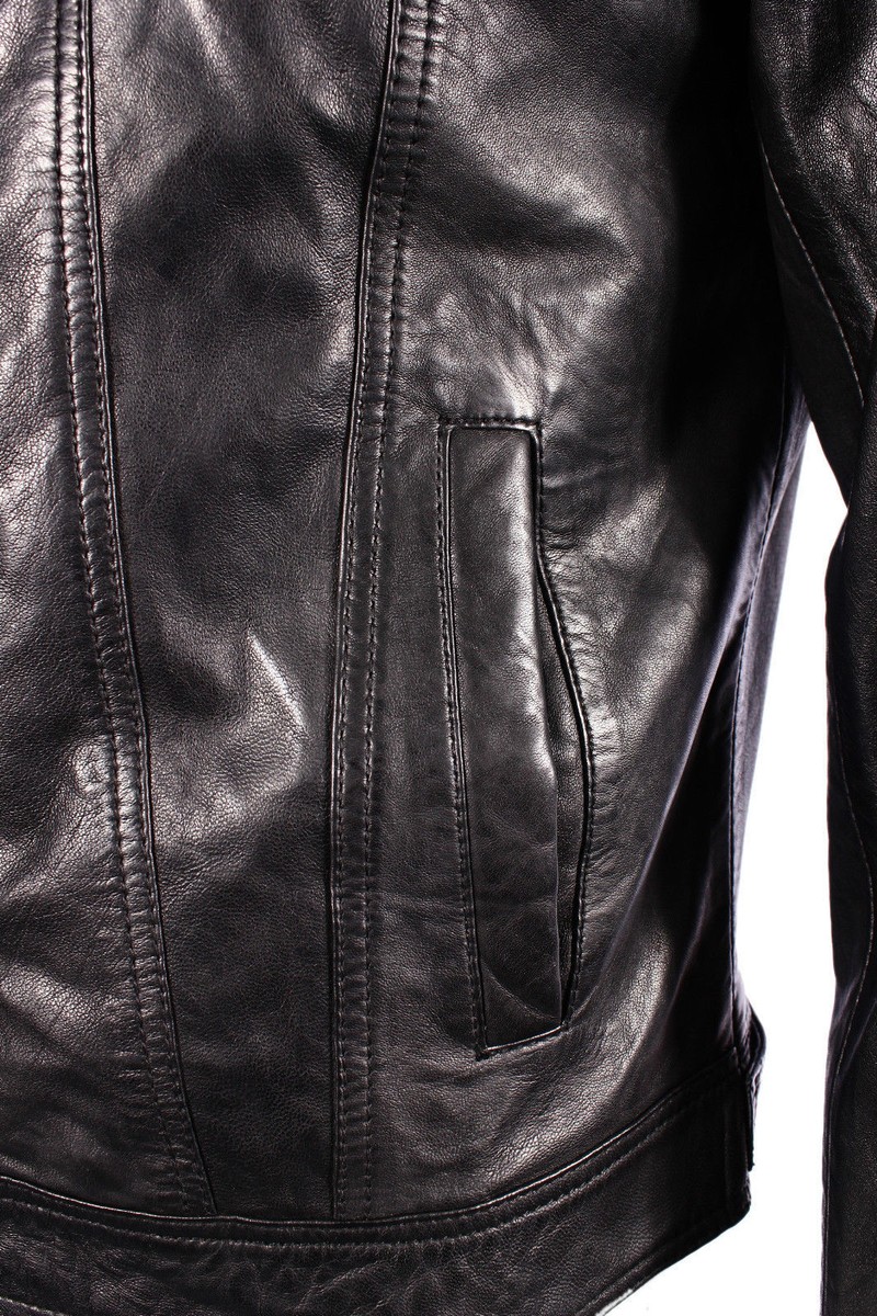 Veste En Cuir Napa Noir Cire Pour Homme - Style Western, Neuve Avec étiquettes