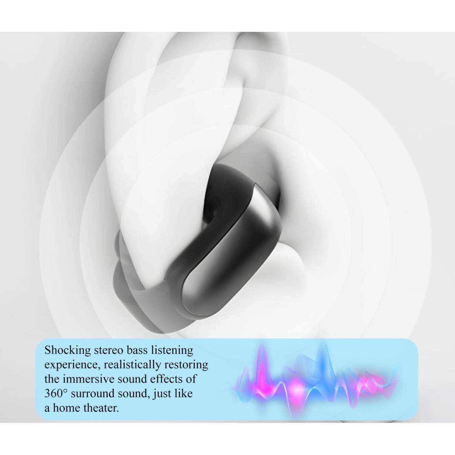 Open Ear Wireless Clip on Earbuds Bluetooth Stereo Earphones Headphones Earclips