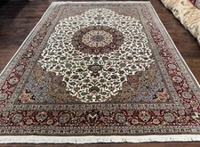 Per'sian Rug 8x110 Floral Medallion Traditional Fine 300 KPSI Ivory Maroon