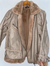 Maniére De Voir Leather Borg Biker Jacket Rrp £60