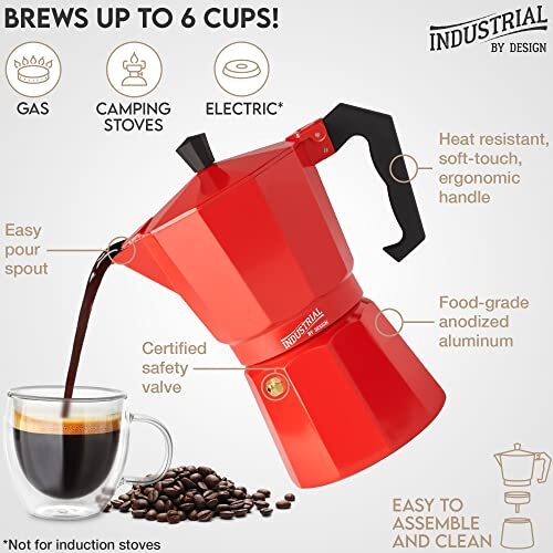 Stovetop Espresso Maker Italian Coffee Maker & Cuban Coffee Maker for Strong ...