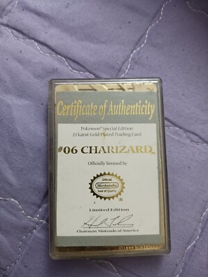gold plated pokemon cards ebay 1999 NINTENDO CHARIZARD LIMITED EDITION 23K GOLD PLATED TRADING CARD  Collectors