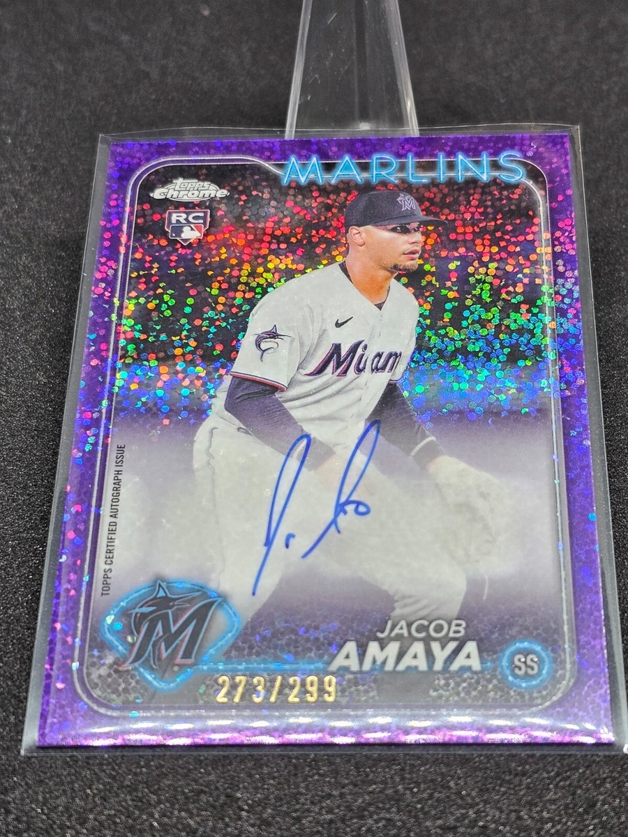 2024 Topps Chrome Jacob Amaya RC Marlins Auto Purple Speckle 273